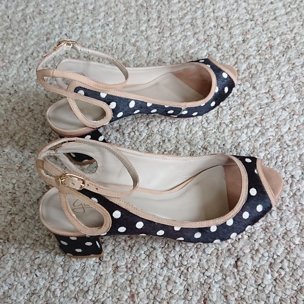 Anthropologie Guilhermina Rita Pony Hair Peep Toe heeled sandal size 6M